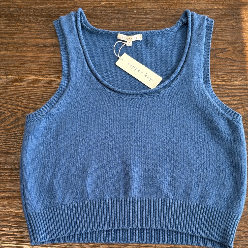 Copper Key NWT Blue Knit Tank Top Size M